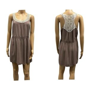 Level Eight L8 Rayon Boho Lace Accent Racerback Elastic Waist Dress Womens Large